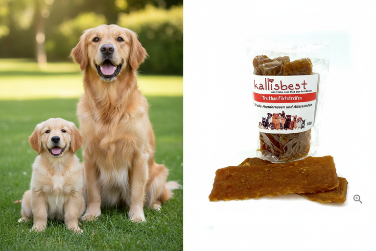 2 Hunde mit Kallisbest Truthahn Filetstreifen – Kallisbest
