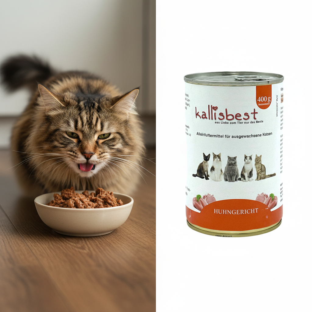 Huhngericht Nassfutter Katze – Katze frisst aus Napf | Kallisbest