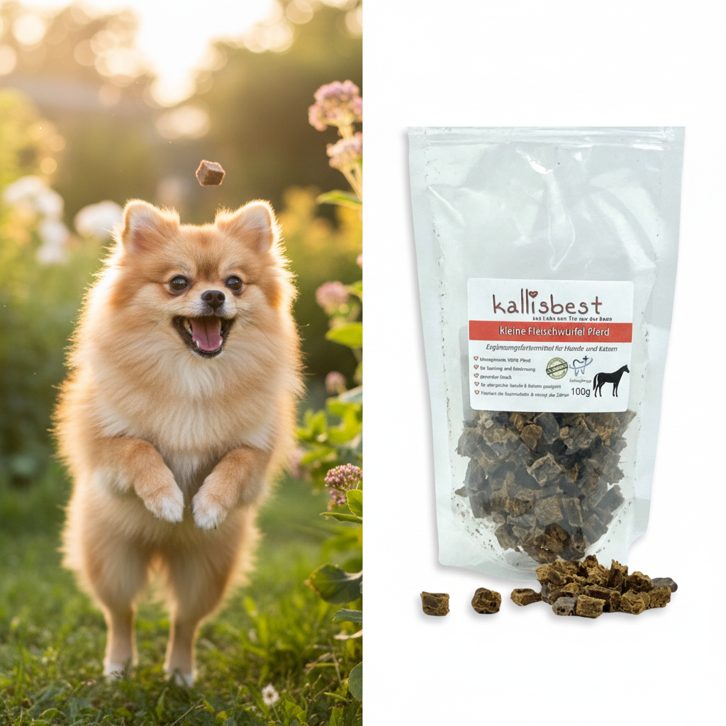 Kleine Fleischwürfel Pferd – Hund fängt Würfel | Kallisbest