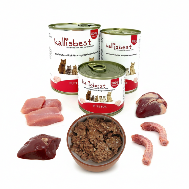 Pute pur Katze – Kallisbest Originaldosen mit echtem Napfinhalt