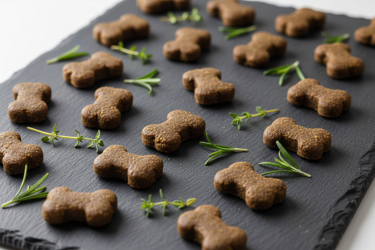 Kallisbest Huhn & Lamm Knochen auf Schieferplatte mit Kräutern