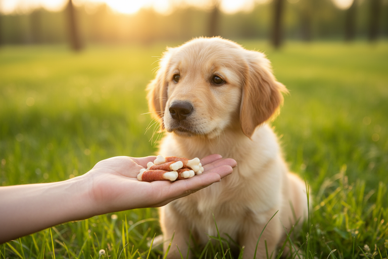 Golden Retriever Welpe bekommt Calcium Knochen – Kallisbest