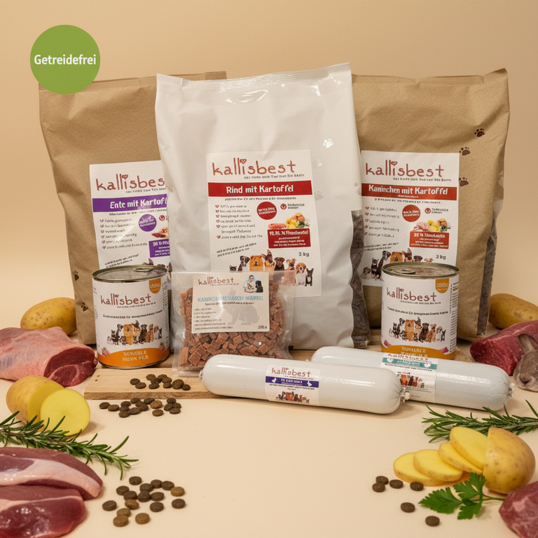 Abwechslung Paket Nr.8 – Ente, Rind & Kaninchen je 3kg u.a. – Kallisbest