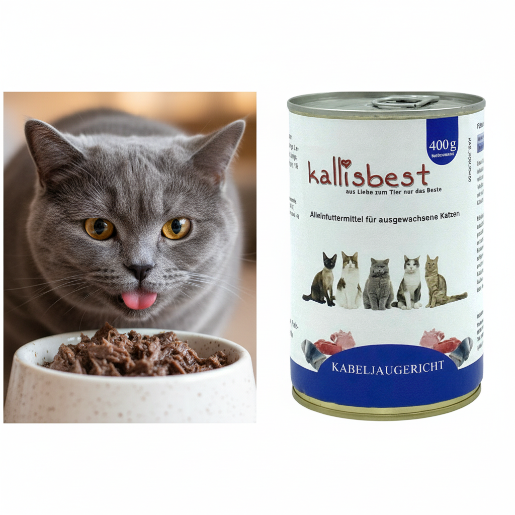 Kabeljaugericht Nassfutter Katze – Katze leckt sich die Lippen | Kallisbest