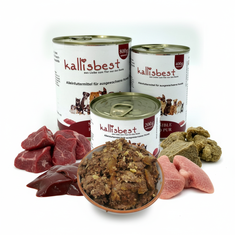 Sensible Rind pur – Kallisbest Originaldosen mit frischen Rinder-Rohzutaten