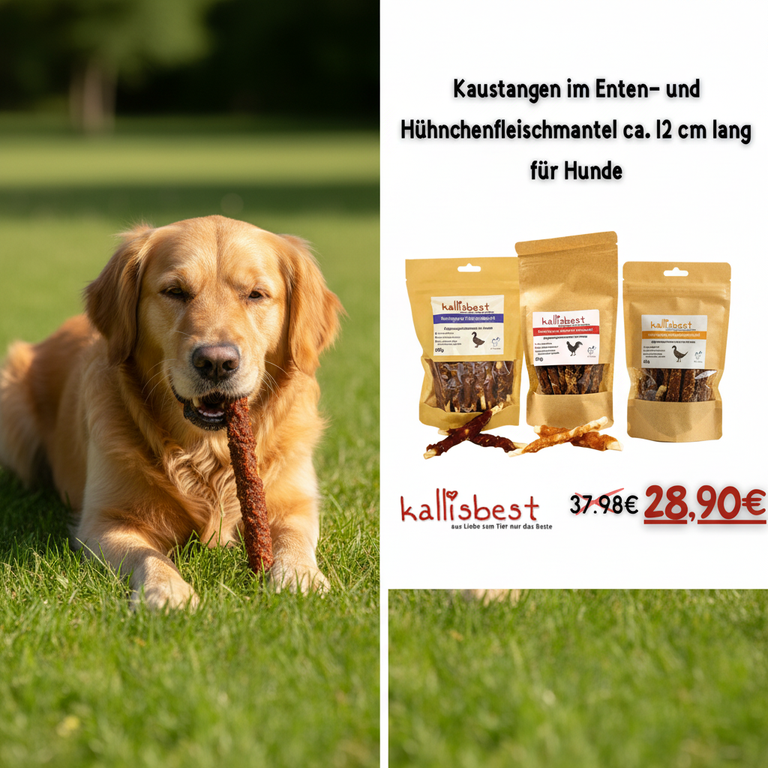 Kaustangen Hühnchen & Ente – großer Hund kaut entspannt | Kallisbest