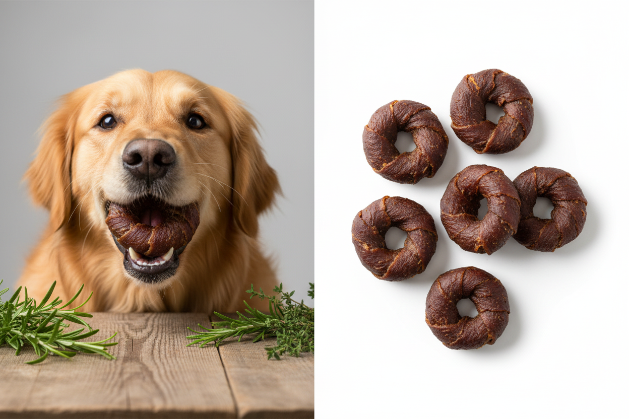 Donut im Entenfleischmantel Größe L – dunkles Entenfleisch, natürlicher Kauartikel für Hunde