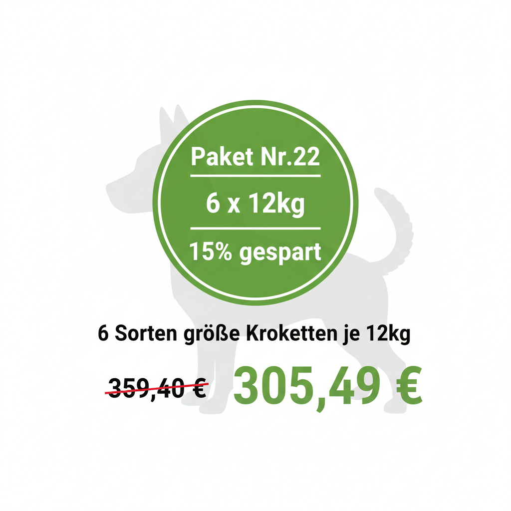Abwechslung Paket Nr.22 – 6 x 12kg große Kroketten | 15% gespart