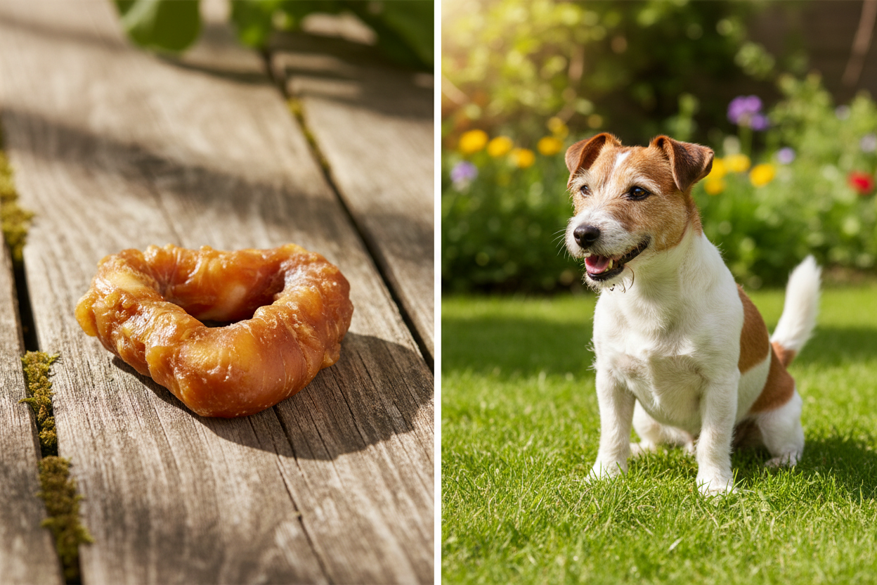 Kallisbest Herz im Hühnchenfleischmantel S – Split-Bild mit Dachshund