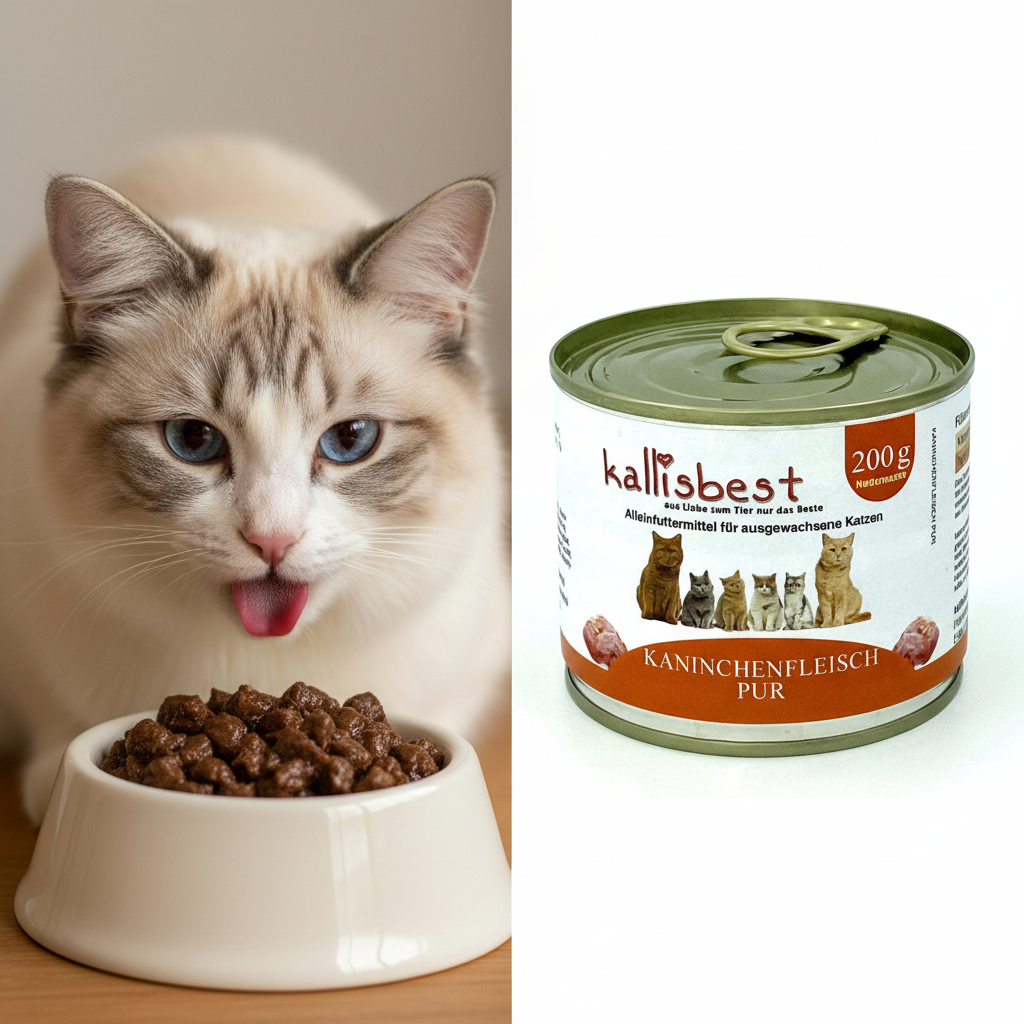 Kaninchen pur Nassfutter Katze – Katze leckt sich die Lippen | Kallisbest