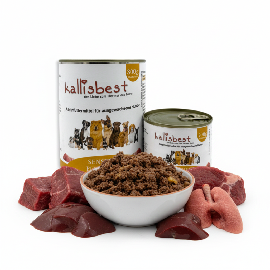 Pferdefleisch pur – Kallisbest Originaldosen mit frischen Pferde-Rohzutaten