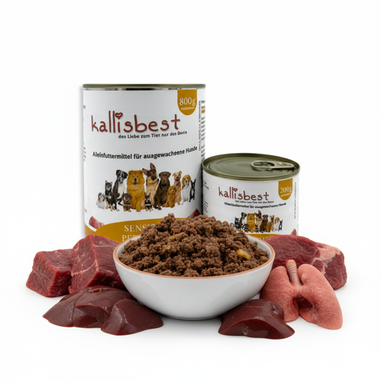 Pferdefleisch pur – Kallisbest Originaldosen mit frischen Pferde-Rohzutaten