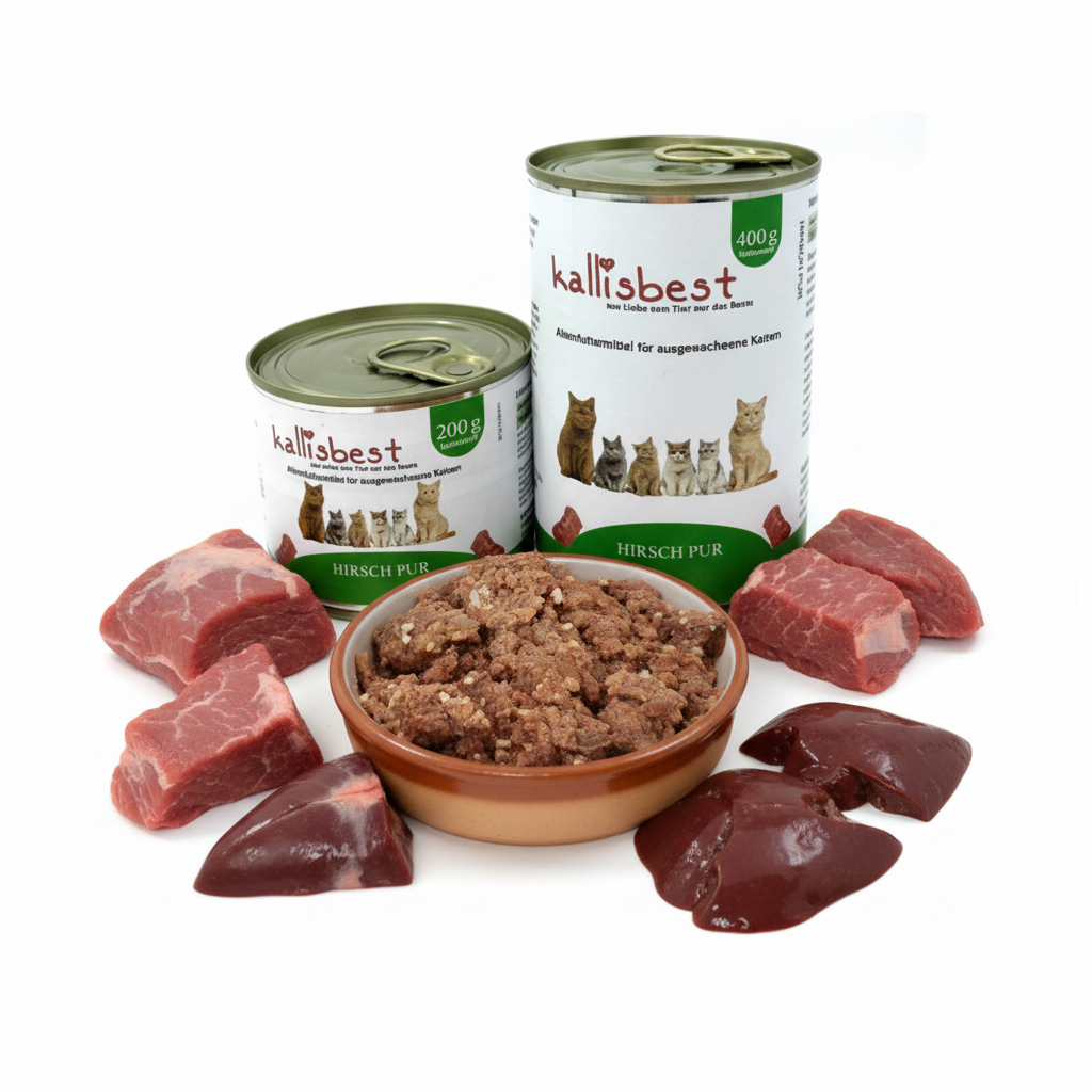 Hirsch pur Katze – Kallisbest Originaldosen mit echtem Napfinhalt