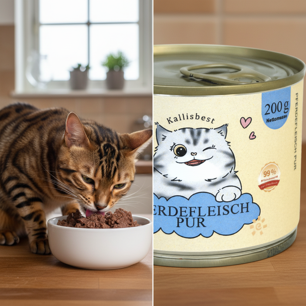 Pferdefleisch pur Nassfutter Katze – Katze frisst aus Napf | Kallisbest