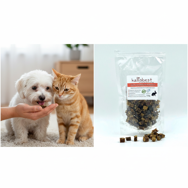 Kleine Fleischwürfel Kaninchen – Hund & Katze fressen aus der Hand | Kallisbest