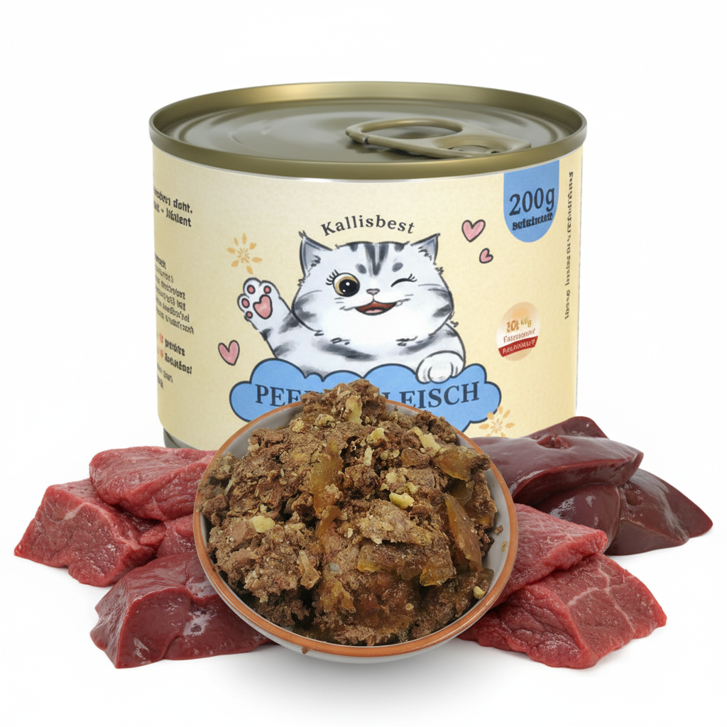 Pferdefleisch pur Katze – Kallisbest Originaldose mit echtem Napfinhalt