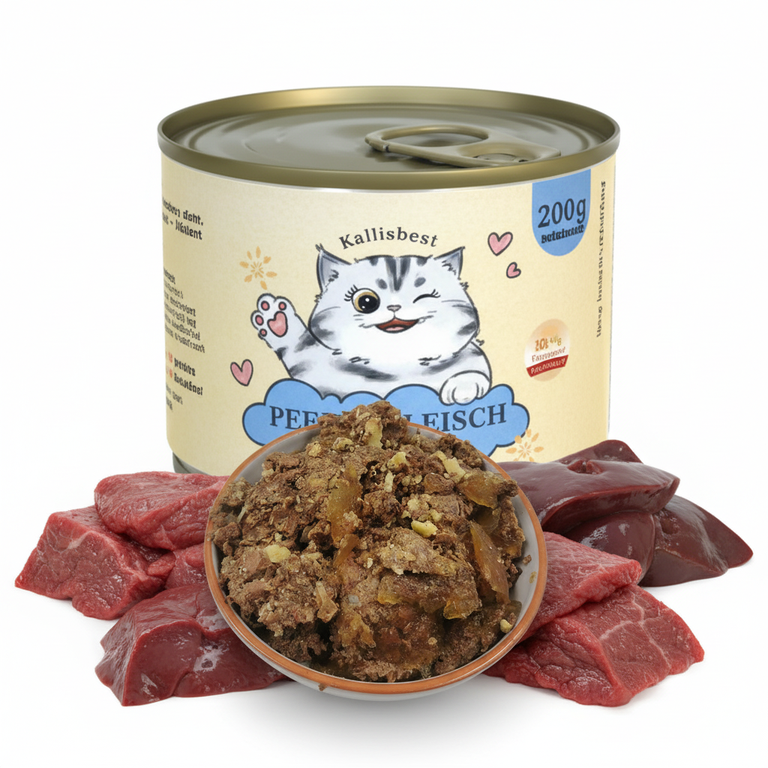 Pferdefleisch pur Katze – Kallisbest Originaldose mit echtem Napfinhalt