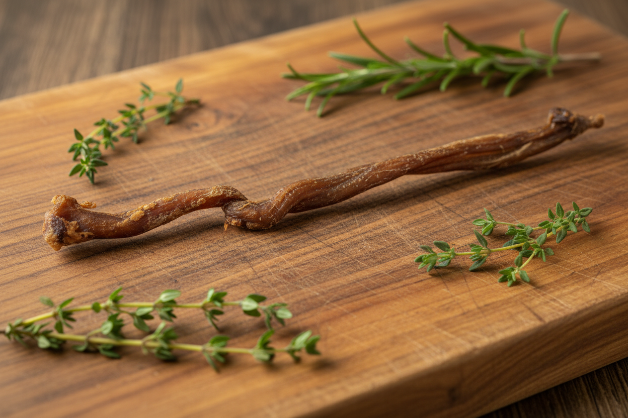 Kallisbest Lamm-Ziemer auf Holzbrett mit Kräutern