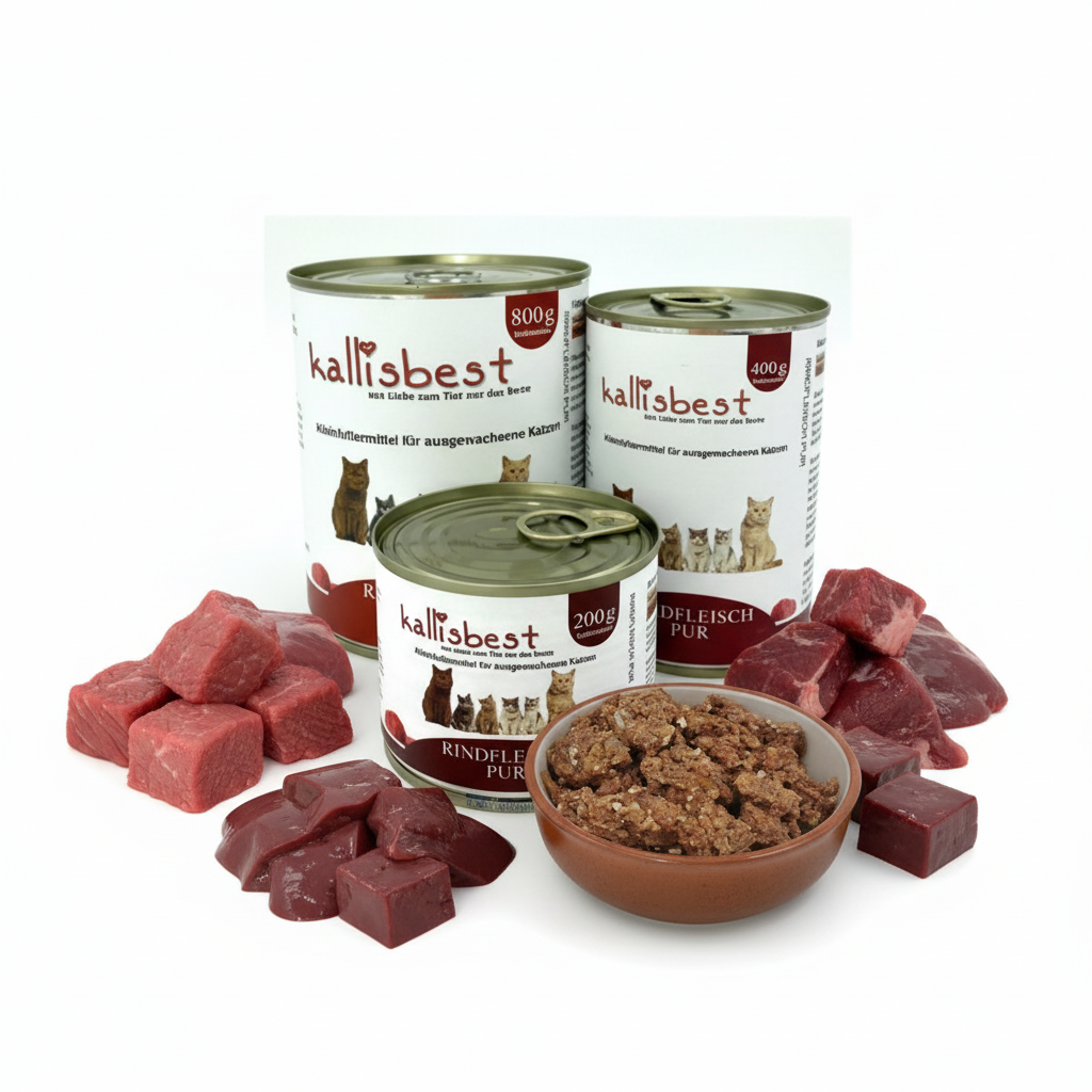Rindfleisch pur Katze – Kallisbest Originaldosen mit echtem Napfinhalt