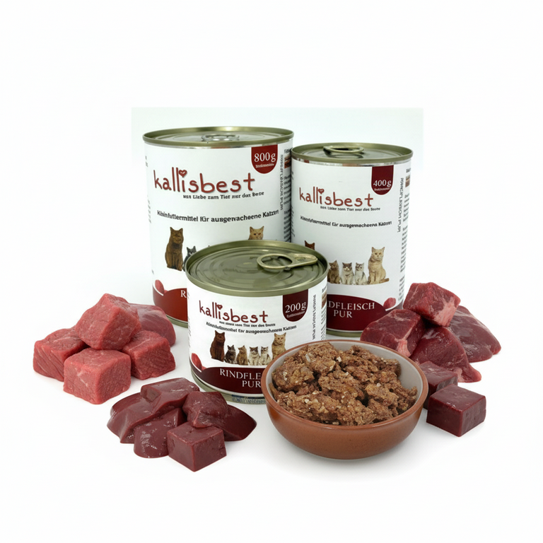 Rindfleisch pur Katze – Kallisbest Originaldosen mit echtem Napfinhalt