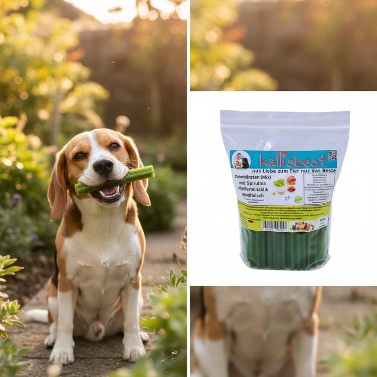 Zahnbürsten Mix Pfefferminze – mittlerer Hund kaut begeistert | Kallisbest