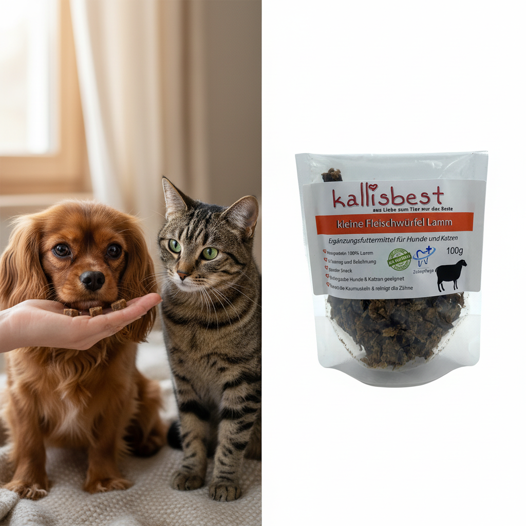 Kleine Fleischwürfel Lamm – Hund & Katze fressen aus der Hand | Kallisbest