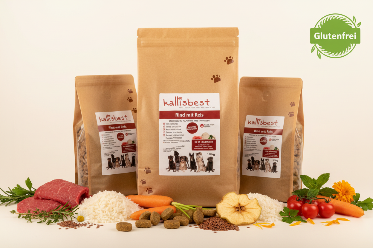 Rind mit Reis große Kroketten – Verpackung mit Zutaten und Glutenfrei-Badge