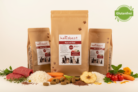 Rind mit Reis große Kroketten – Verpackung mit Zutaten und Glutenfrei-Badge