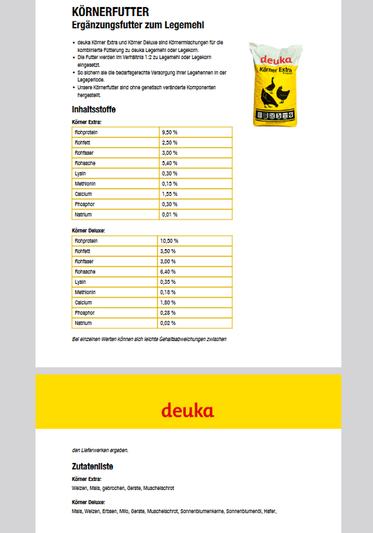 deuka Körner Extra Ergänzungsfutter zum Legemehl 25 kg