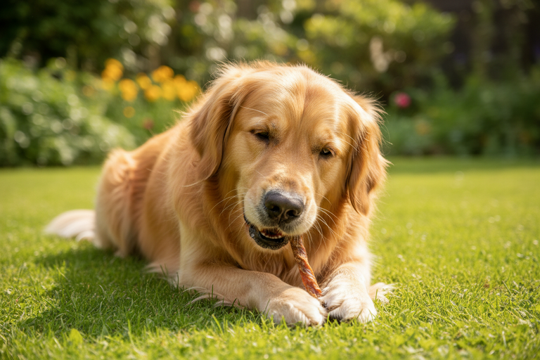 Golden Retriever kaut Kallisbest Lamm-Ziemer