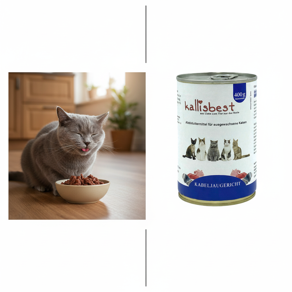 Kabeljaugericht Nassfutter Katze – Katze frisst aus Napf | Kallisbest