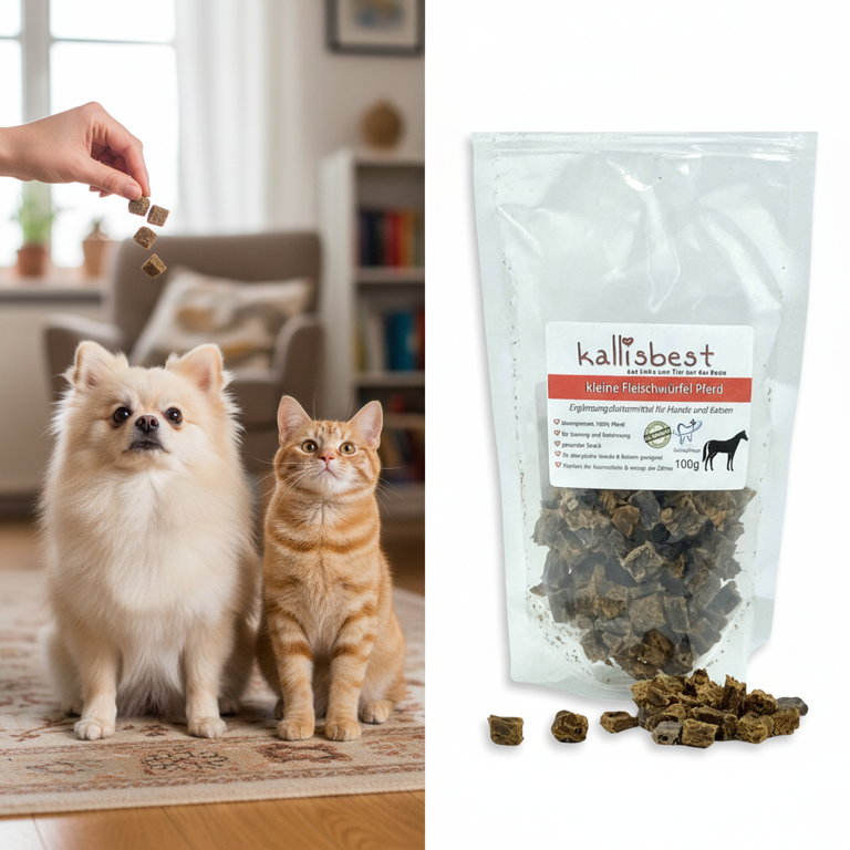 Kleine Fleischwürfel Pferd – Hund & Katze beim Training | Kallisbest