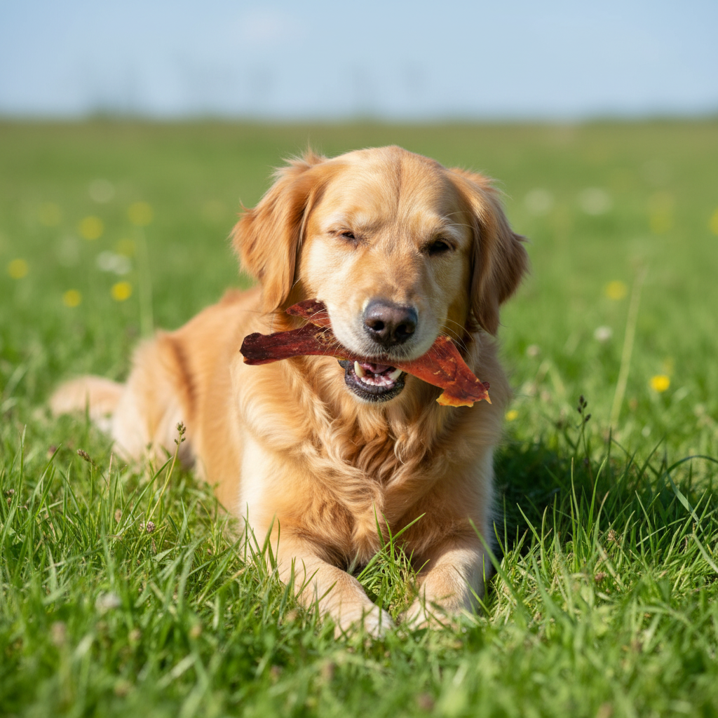 Golden Retriever frisst Pferdenackensehnen