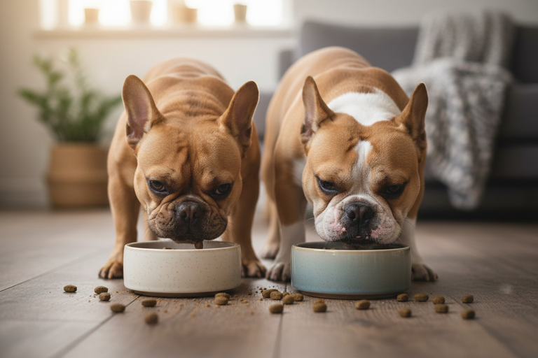 Französische und Englische Bulldogge fressen Kallisbest hypoallergenes Trockenfutter