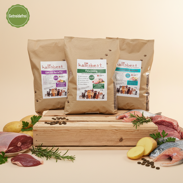 Abwechslung Paket Nr.5 – Ente, Fleischkönig, Fisch & Rind je 3kg – Kallisbest