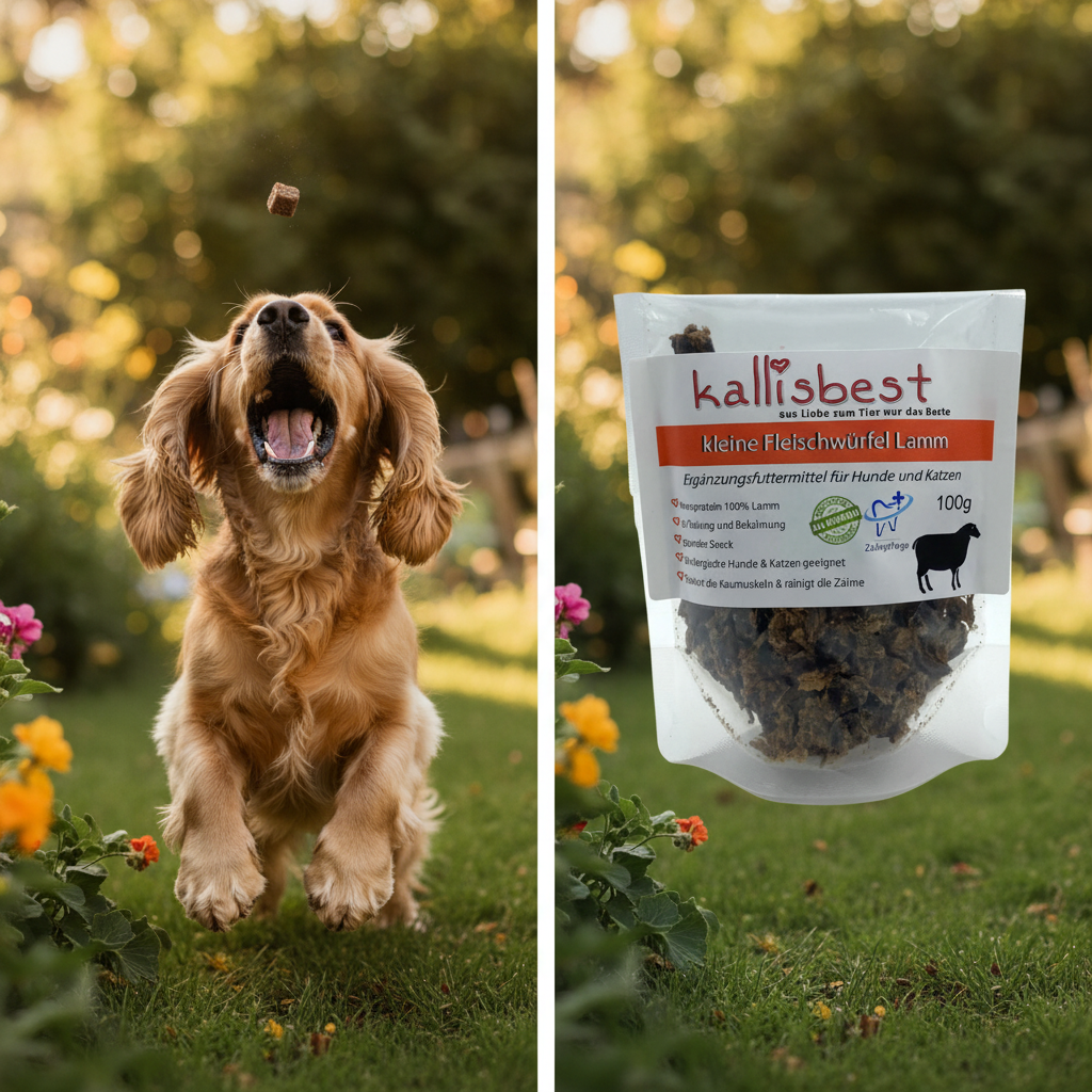 Kleine Fleischwürfel Lamm – Hund fängt Würfel | Kallisbest