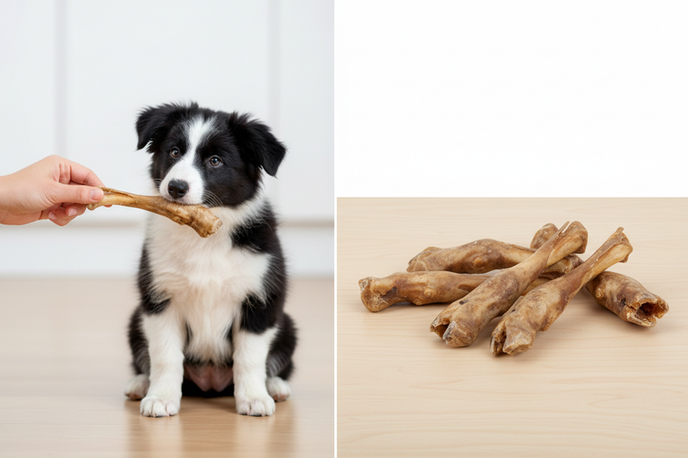 Border Collie Welpe bekommt Lammfuß als Belohnung – Kallisbest