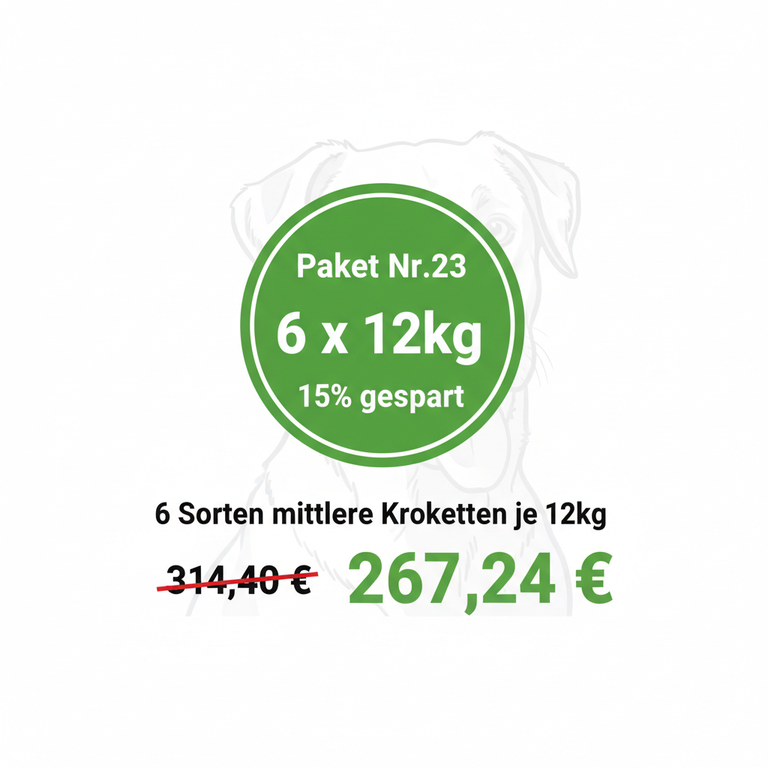 Abwechslung Paket Nr.23 – 6 x 12kg mittlere Kroketten | 15% gespart