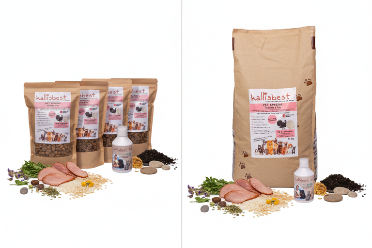 Vital DUO Split-Bild – 4x500g + Vital Plus 250ml & 12kg + Vital Plus 500ml - Kallisbest