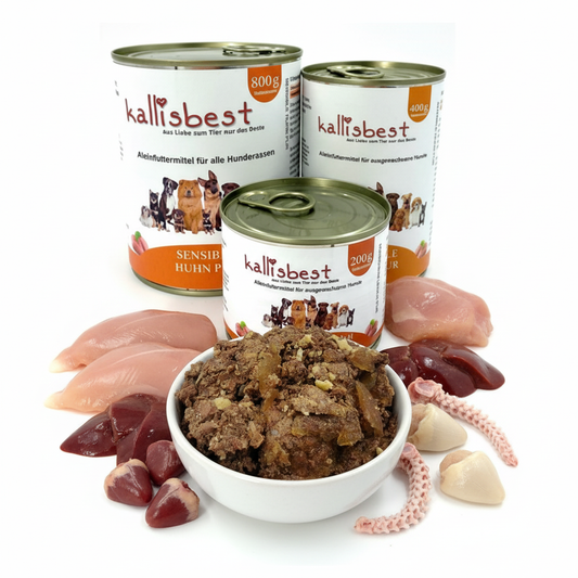 Sensible Huhn pur – Kallisbest Originaldosen mit frischen Hühnchen-Rohzutaten