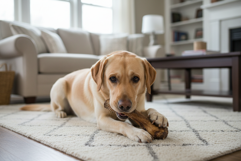 Labrador kaut Kalbsunterbein in der Wohnung – Kallisbest