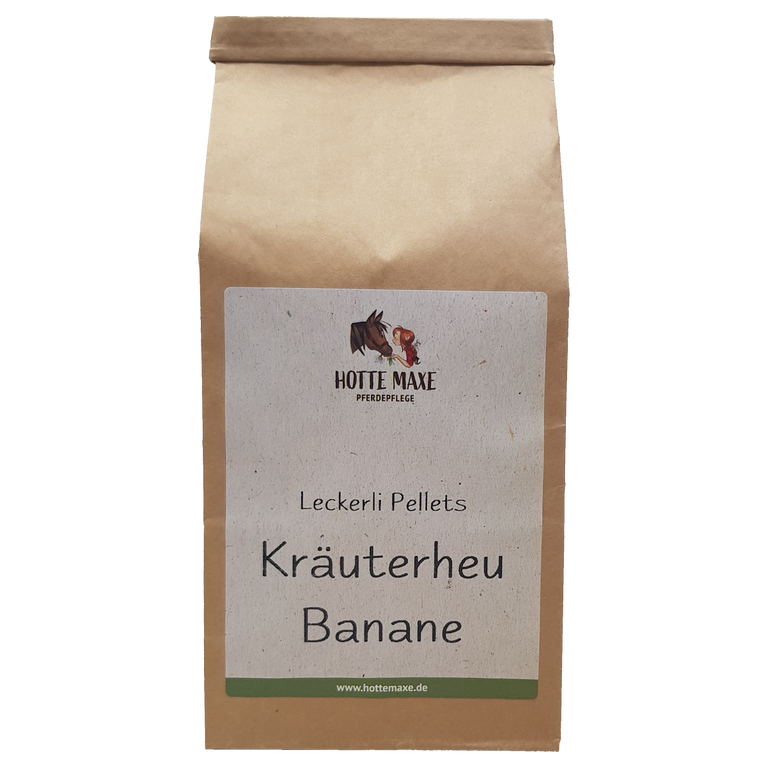Hotte Maxe Leckerli Pellets Kräuterheu-Banane