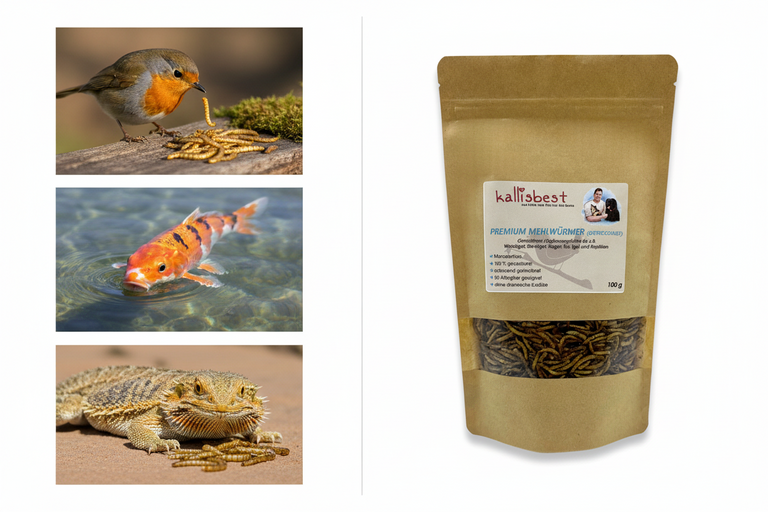 Premium Mehlwürmer getrocknet – für Vögel, Reptilien, Fische & Kleinsäuger | Kallisbest
