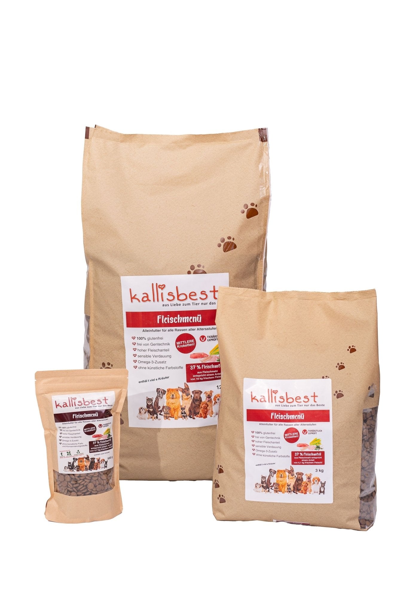 Fleischmenü mittlere Krokette für Hunde aller Rassen & Altersstufen - Kallisbest