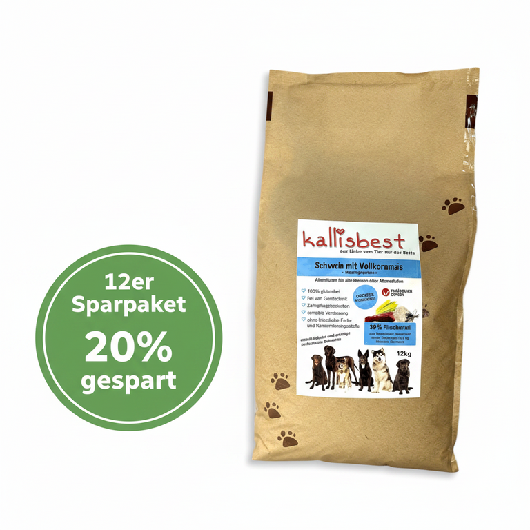 Grandes croquettes de porc au maïs complet et riz pour chien
