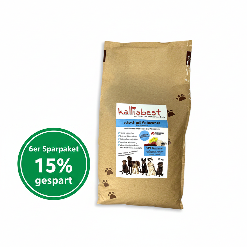 Schwein mit Vollkornmais & Reis große Kroketten für Hunde – 36% Schweinefleischmehl, glutenfrei
