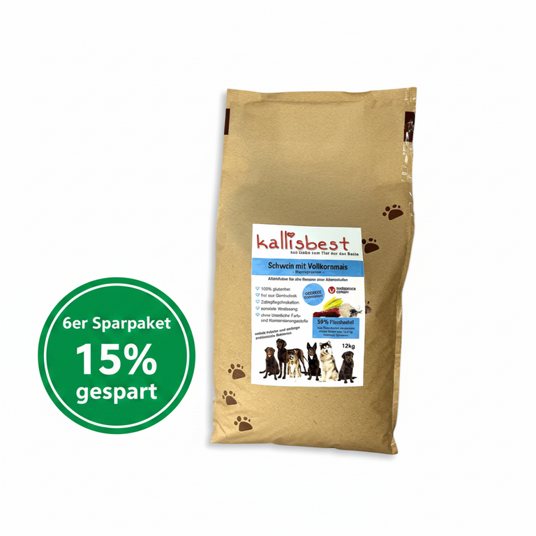 Grandes croquettes de porc au maïs complet et riz pour chien