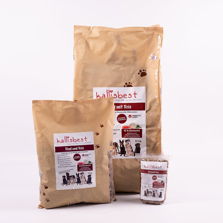 Rind mit Reis große Kroketten für Hunde - Kallisbest