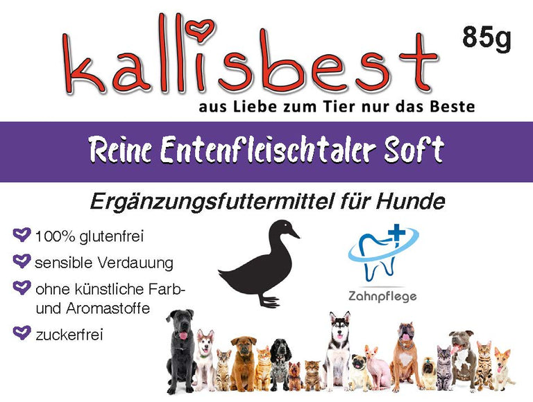 Reine Entenfleischtaler Soft 85g Für Hunde & Katzen - Kallisbest