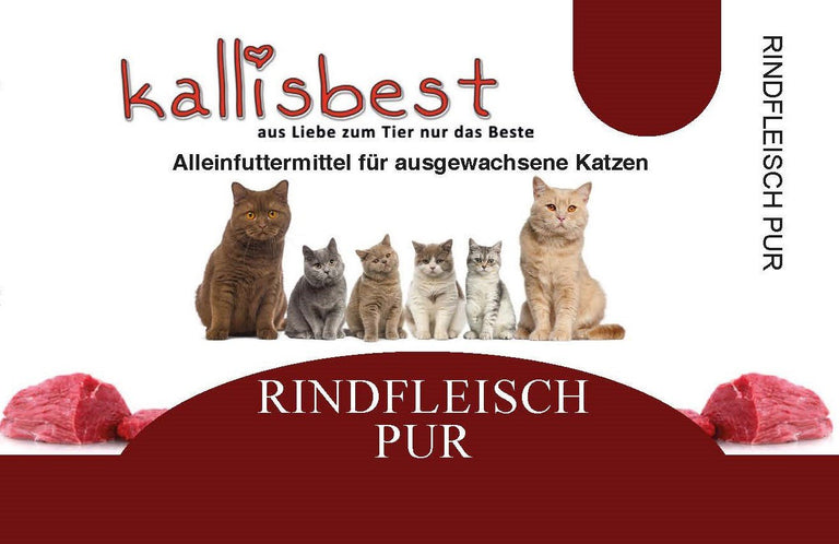 Rindfleisch pur 200g, 400g, 800g für Katzen - Kallisbest